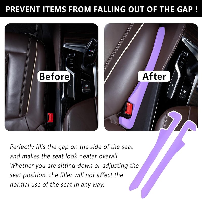 Junecarp Car Seat Gap Filler 2 Pack,Car Gap Filler Organizer to Impede Items from Dropping,Essential Interior Car Accessories Seat Gap Plug (Purple) - Image 4